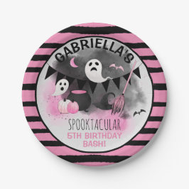 Plato De Papel Cumpleaños espeluznante de Halloween de chicas lin
