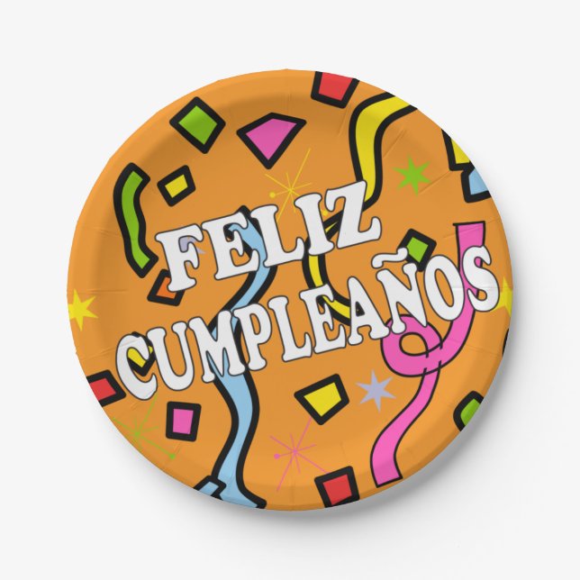 Plato De Papel Cumpleanos Feliz cumpleaños en español (Anverso)