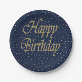 Plato De Papel Cumpleaños feliz de la Marina Gold