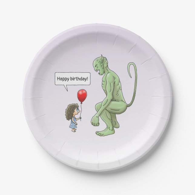 Plato De Papel Cumpleaños Feliz del Duende Verde (Anverso)