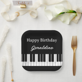 Plato De Papel Cumpleaños Feliz Pianista Personalizado