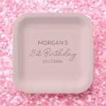 Plato De Papel Cumpleaños Fiesta Rubor Rosa Lindo Nombre<br><div class="desc">Haz que la celebración de tu cumpleaños sea especialmente especial con nuestros Platos de Papel de Nombre Divertido Rosa Claro para Fiesta de Cumpleaños. Con un suave fondo rosa claro y un nombre personalizable en una fuente adorable, estos platos añaden un toque personal a cualquier fiesta. Elaborados con papel duradero...</div>