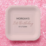 Plato De Papel Cumpleaños Fiesta Sonrojo Rosa Lindo Nombre<br><div class="desc">Haz que la celebración de tu cumpleaños sea algo especial con nuestros Platos de Papel de Cumpleaños con Nombre Personalizado Rosado Claro. Con un suave fondo rosa claro y un nombre personalizable en una fuente adorable, estos platos agregan un toque personal a cualquier fiesta. Elaborados con papel duradero y de...</div>