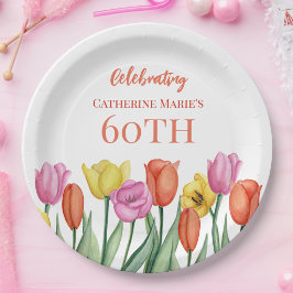Plato De Papel Cumpleaños floral 60 