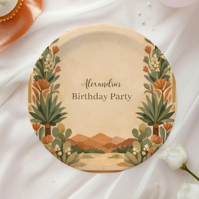 Plato De Papel Cumpleaños Florales del Desierto Rústico (Subido por el creador)