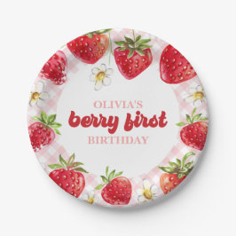 Plato De Papel Cumpleaños Fresa Baya Primero