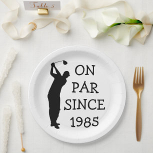 Plato De Papel Cumpleaños Golfer Funny 40th happy Dad Par