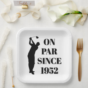 Plato De Papel Cumpleaños Golfer Funny 70th happy Dad Par