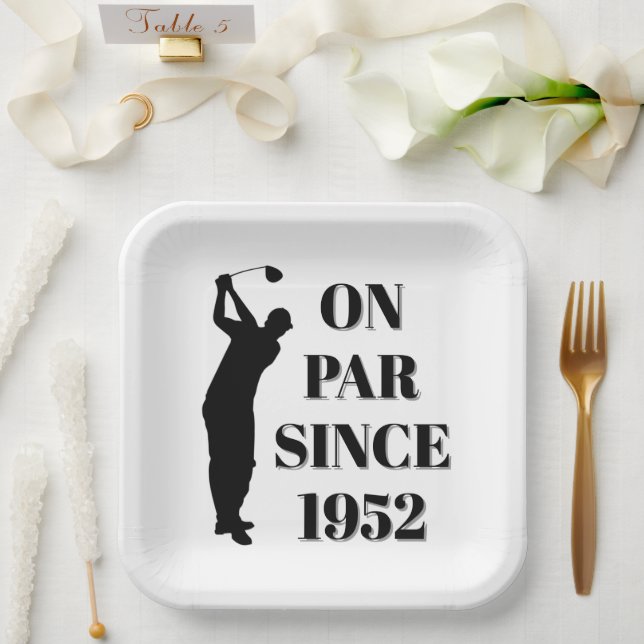 Plato De Papel Cumpleaños Golfer Funny 70th happy Dad Par (Boda)