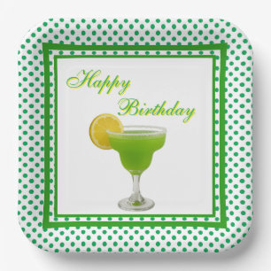 Plato De Papel Cumpleaños Green Margarita