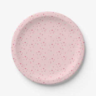 Plato De Papel Cumpleaños infantil estrellas parpadeantes rosadas