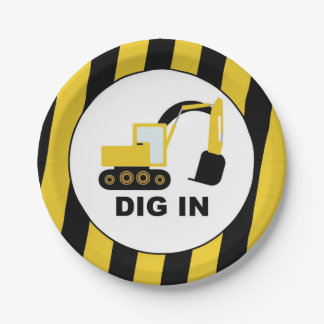 Plato De Papel Cumpleaños infantil excavadoras Dig In