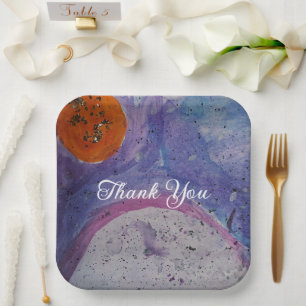 Plato De Papel Cumpleaños infantil nebulosa acuarela galaxia cósm