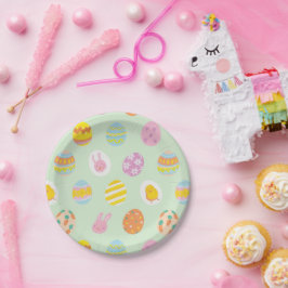 Plato De Papel Cumpleaños infantil patrón de huevo de acuarela li