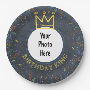 Plato De Papel Cumpleaños King Happy Birthday Chalkboard