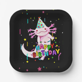 Plato De Papel Cumpleaños lindo axolotl