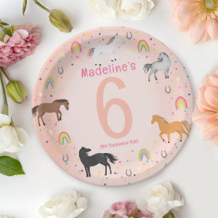 Plato De Papel Cumpleaños Mágico Cute Pastel Rosa Unicornio Niñas