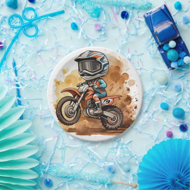 Plato De Papel Cumpleaños mágico de los niños en motocicleta (Fiesta)