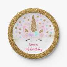 Cumpleaños mágico de oro y rosa de unicornio
