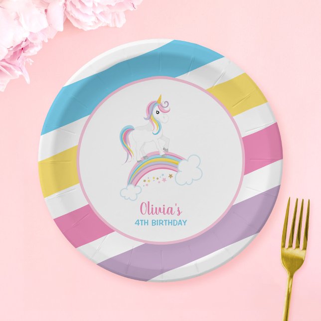 Plato De Papel Cumpleaños mágico de Rainbow Unicorn (Subido por el creador)