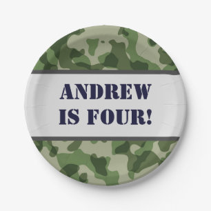 Plato De Papel Cumpleaños Militar Personalizada Camo