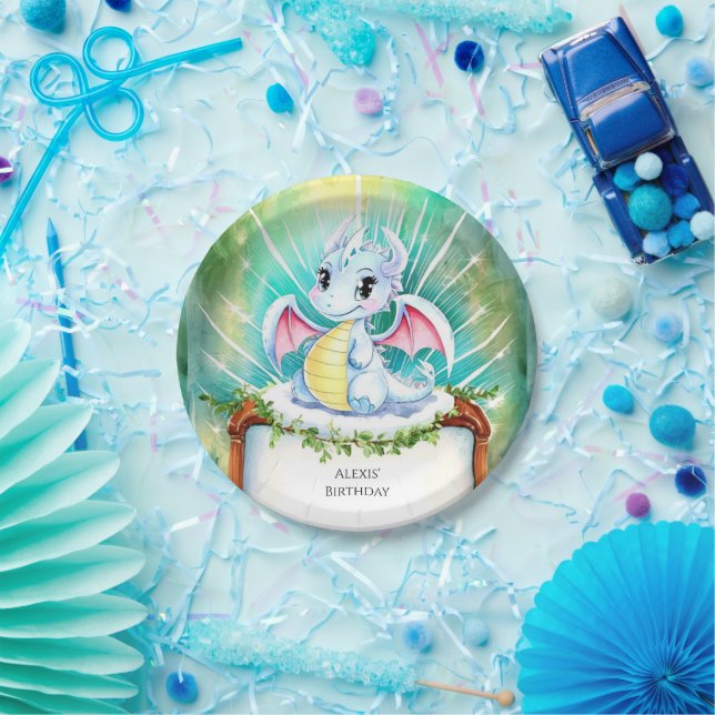 Plato De Papel Cumpleaños místico del Dragón Cuto (Fiesta)