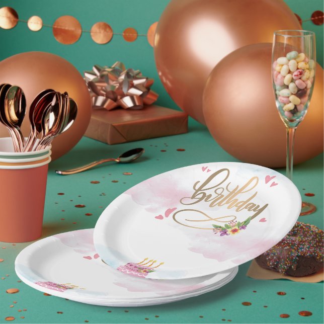 Plato De Papel Cumpleaños moderno (Multi)