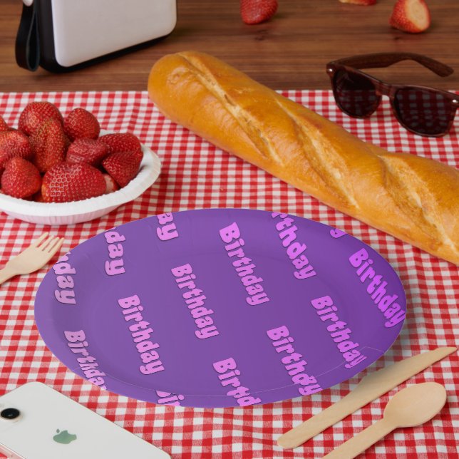 Plato De Papel Cumpleaños (morado) (Picnic)