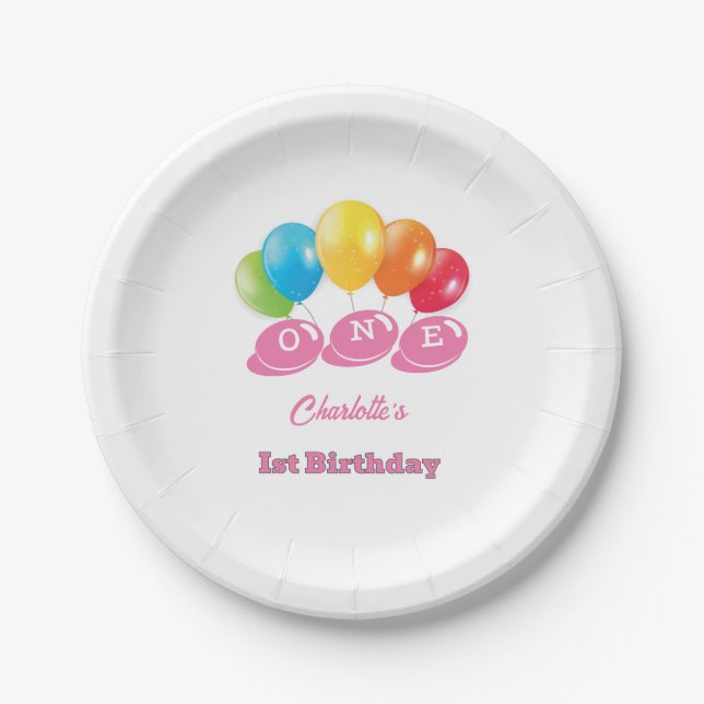 Plato De Papel Cumpleaños niña personalizado (Anverso)