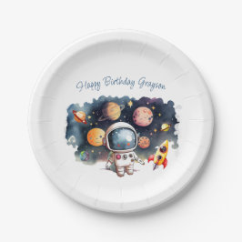 Plato De Papel Cumpleaños Niño Planetas Espacio Exterior