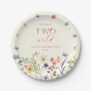 Plato De Papel Cumpleaños número 2 de Two Wild Wildflower Wild Fl