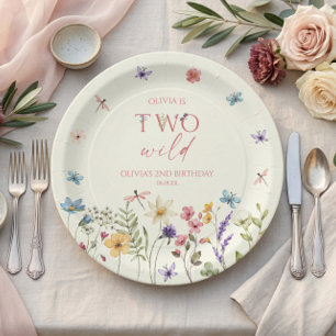 Plato De Papel Cumpleaños número 2 de Two Wild Wildflower Wild Fl