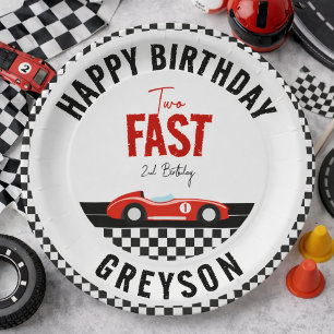 Plato De Papel Cumpleaños número 2 del niño de los autos de carre