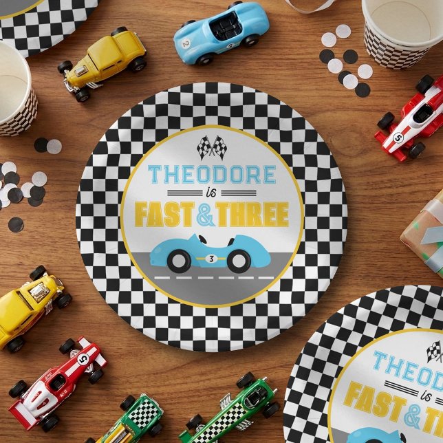 Plato De Papel Cumpleaños número 3 de Fast & Three Race Car (Subido por el creador)