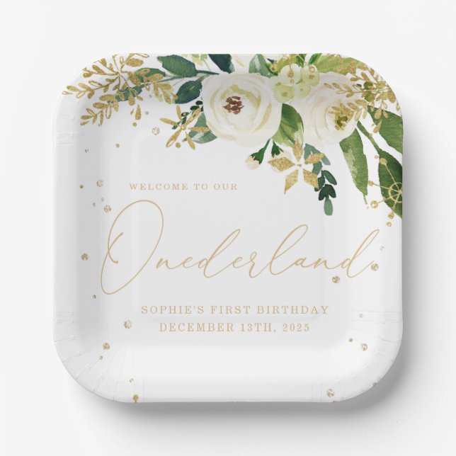 Plato De Papel Cumpleaños número uno de Onederland (Anverso)