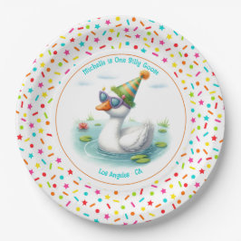 Plato De Papel Cumpleaños número uno de Un Ganso Tonto