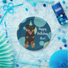 Plato De Papel Cumpleaños personalizable de Rottweiler 