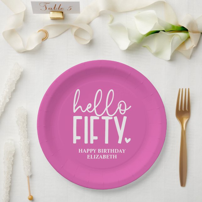 Plato De Papel Cumpleaños Personalizado 50 (Boda)