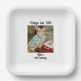 Plato De Papel Cumpleaños Personalizado con Foto Antigua