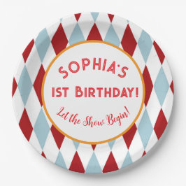 Plato De Papel Cumpleaños Personalizado de Circo