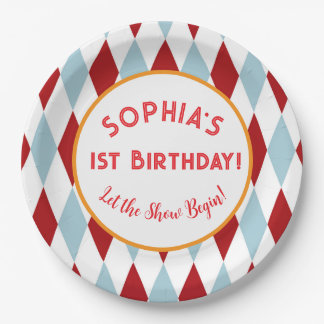 Plato De Papel Cumpleaños Personalizado de Circo