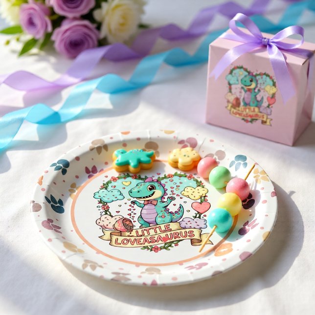 Plato De Papel Cumpleaños personalizado de Dino lindo (Subido por el creador)