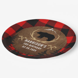 Plato De Papel Cumpleaños personalizado de Lumberjack