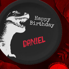Plato De Papel Cumpleaños Personalizado de T-rex