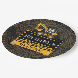 Plato De Papel Cumpleaños Personalizado En Construcción