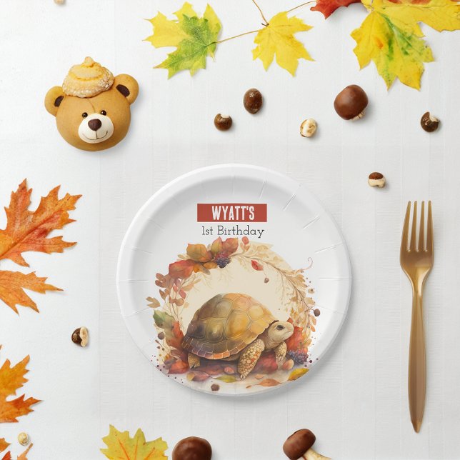 Plato De Papel Cumpleaños Personalizado para Animales de Otoño (Subido por el creador)