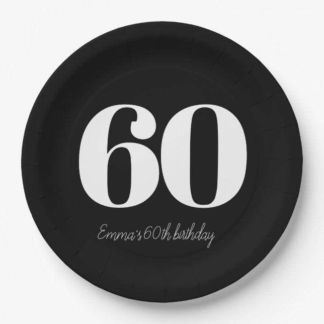 Plato De Papel Cumpleaños personalizado y sofisticado (Anverso)