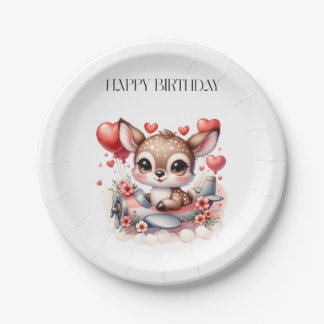 Plato De Papel Cumpleaños piloto ciervo