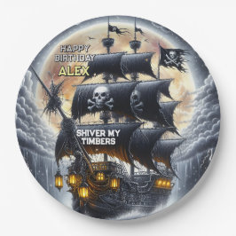 Plato De Papel Cumpleaños Pirata Avast Black Sails Ahead
