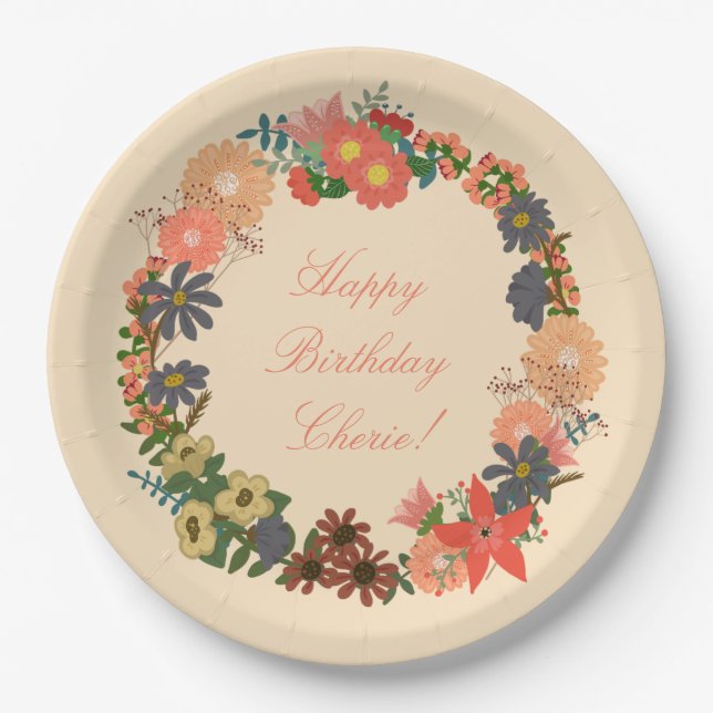 Plato De Papel Cumpleaños! Placas de papel aromático 9" (Anverso)
